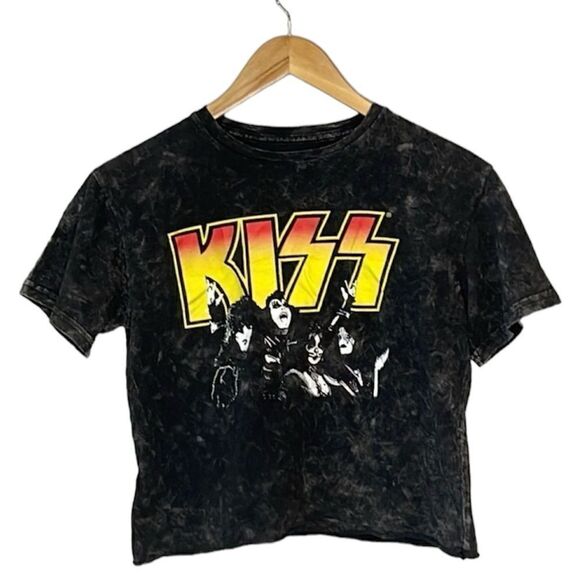 KISS Distressed Graphic Cropped Tee - Picture 1 of 6